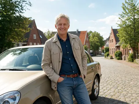 Verkäufer aus Newel mit dem verkauften Fahrzeug